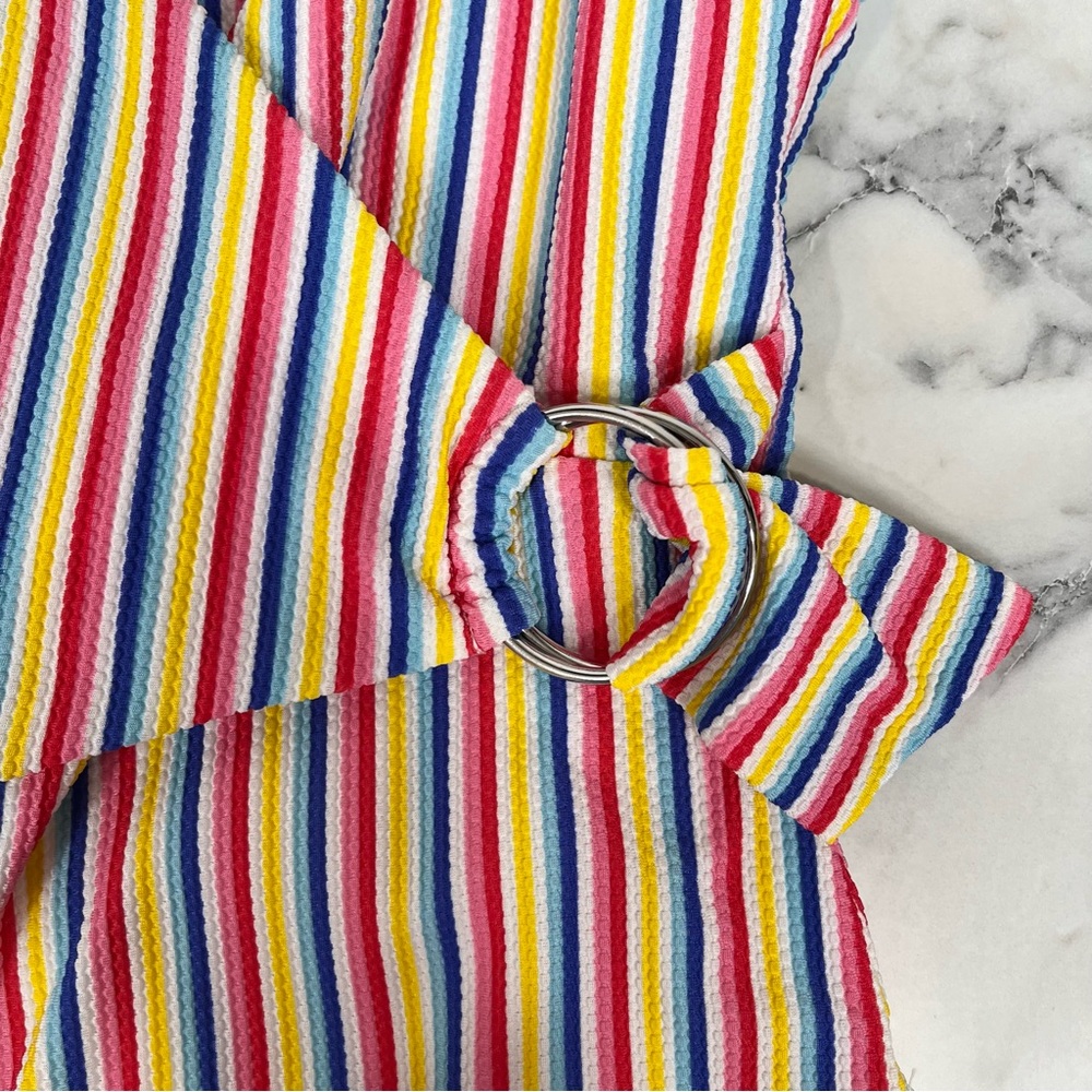 ONIA Lila One Piece Swimsuit Multicolored Rainbow Striped O-Ring Small/Medium - Picture 6 of 14